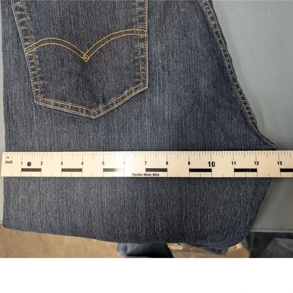 Levi's 505 Regular Fit Men 40x30 Dark Wash Indigo Stretch Straight Leg Jeans - Picture 12 of 14